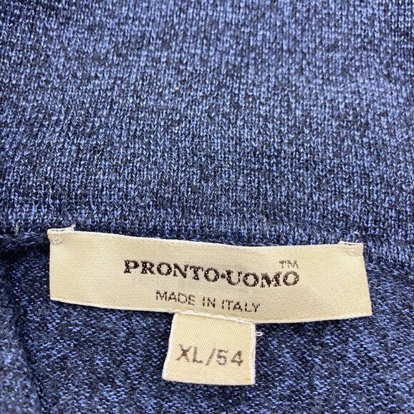 Pronto-Uomo Merino Wool Blend Knit Blue Men’s Shirt Size XL-54 Made in Italy - Picture 7 of 8